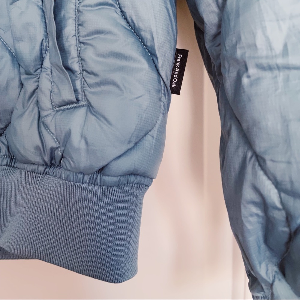 dusty blue bomber jacket perfect for fall and spring